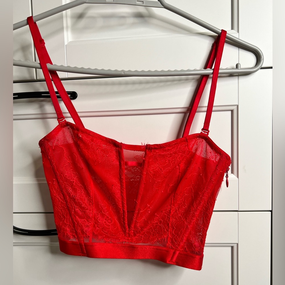 Victoria’s Secret Lace red plunging neckline bustier